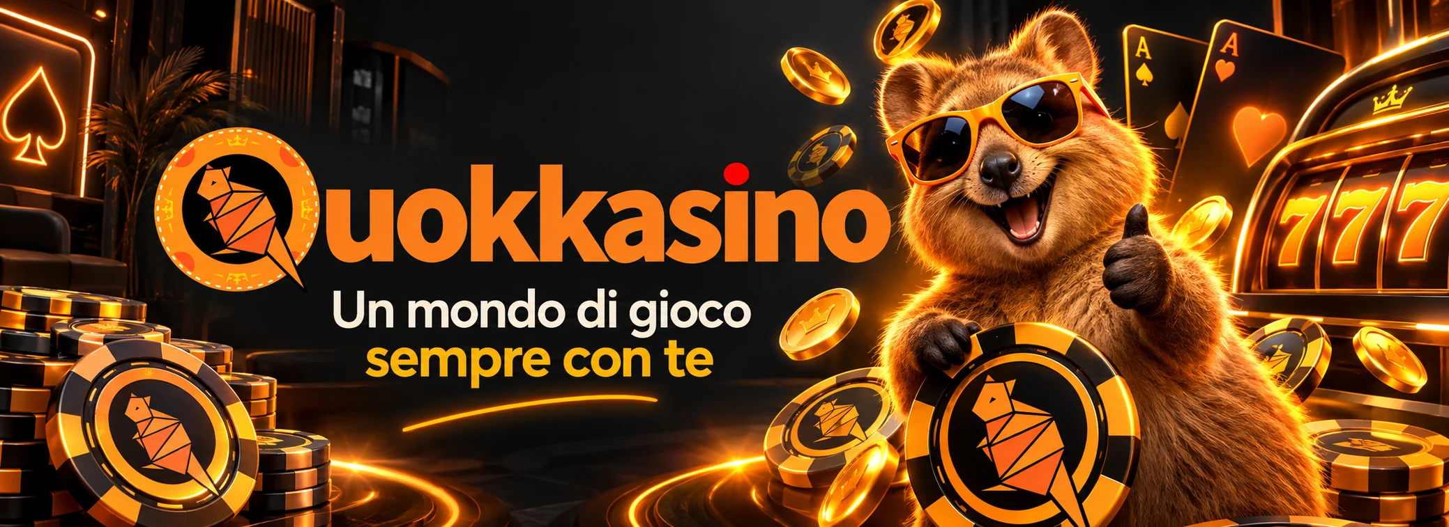 Banner di Quokkasino con la mascotte quokka e il bonus del 120% sul primo deposito